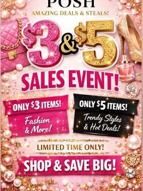 Posh Pink and Gold $3 & $5 Sales Event Poster